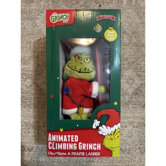 Animated Grinch 17" Ladder Climbing Tabletop Christmas Tree Decoration LED - Picture 2 of 7
